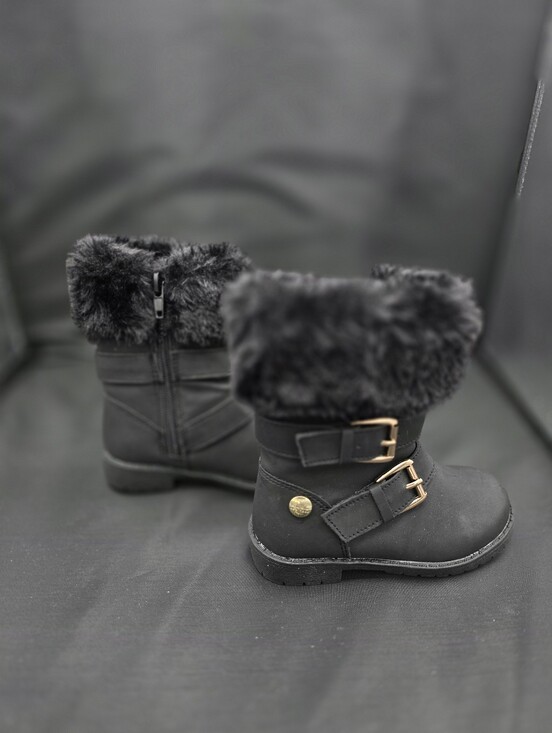 Nicole Miller Other - Nicole Miller New York Toddler Sz 6 Faux Buckle & Fur Boots Full Zip- Black